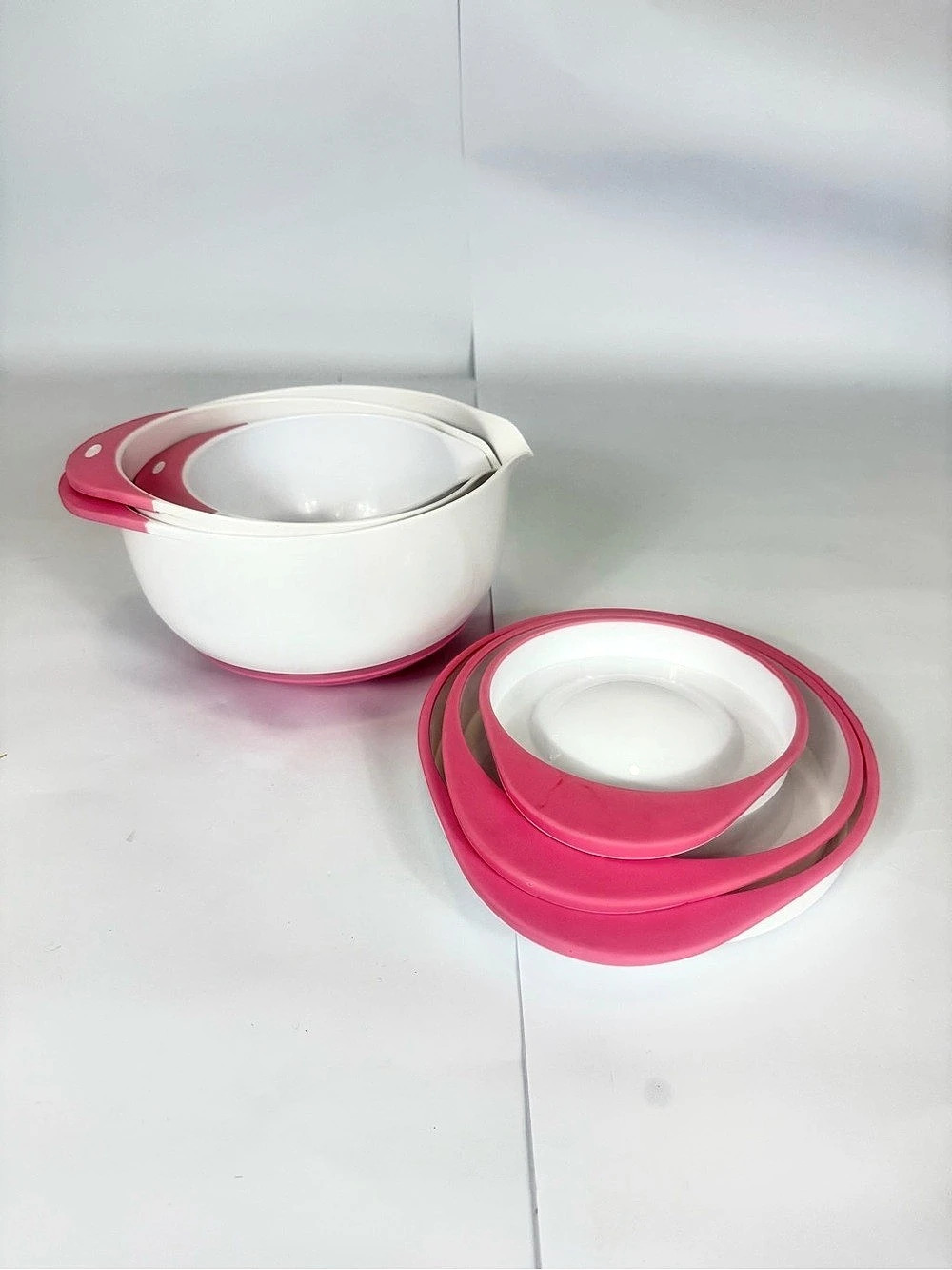 VTG Fiesta Base Bowls 3 Piece Nesting Mixing W/Lids Weighted Bottoms Pour Spouts
